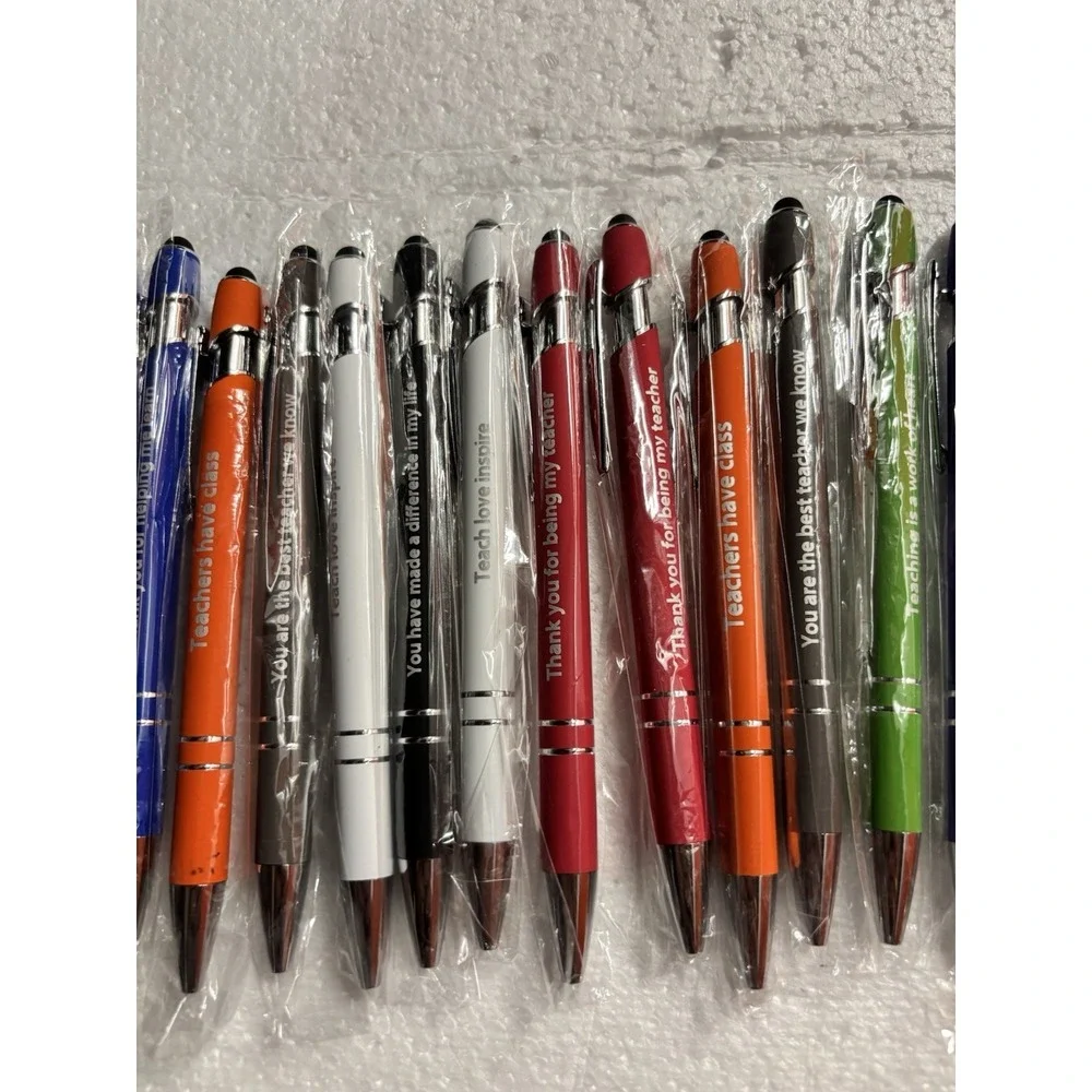 Lot of Teacher Appreciation Stylus Pens Assorted Colors Ballpoint Gift Pack